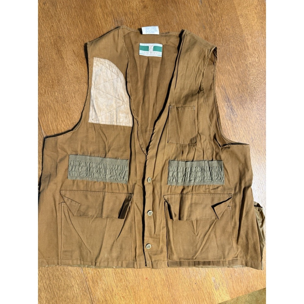 Vintage Game‎ Winner Sportswear Hunting Shooting Vest Brown Canvas Shell Pouch L